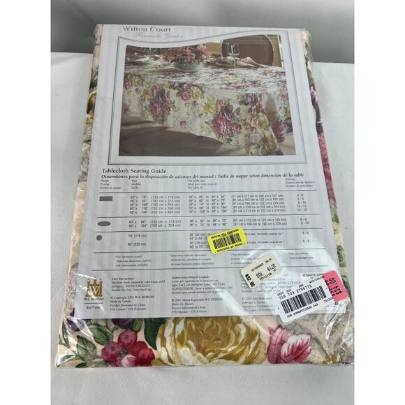 Wilton Court Romantic Garden Oblong Tablecloth 60" X 104" Floral Polyester Cotto - Picture 3 of 3